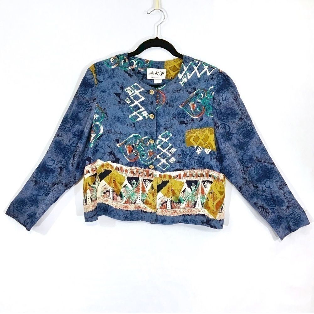Vintage 90s tribal button front blouse / jacket M